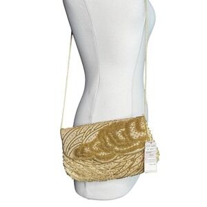 NWT Vintage 60's‎ Gold Beaded Crossbody Evening Bag Vintage romantic wedding